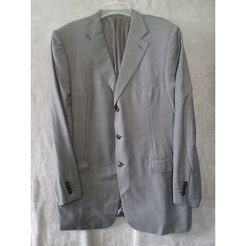 Ermenegildo Zegna Trofeo Blazer Sz 46L Gray Plaid Wool Sport Coat Preppy Classic